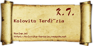 Kolovits Terézia névjegykártya